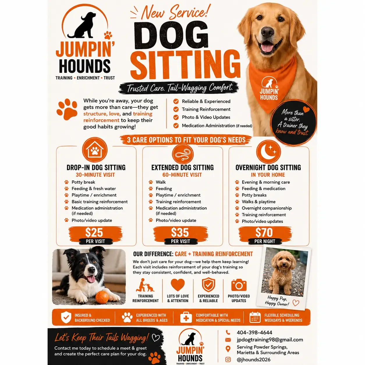 In-home pet sitting visit keeping a client dog in their familiar routine in Powder Springs, GA